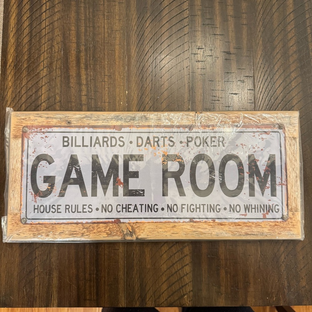 NEW Framed Game Room House Rules Metal Street Sign (7"x17")
